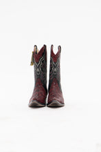 Load image into Gallery viewer, Vintage x Made in Brazil x Deadstock Red, Black Embroidered Python Leather Cowboy Boots (7W)