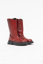Load image into Gallery viewer, L'INTERVALLE x Made in Spain x Red Croc Platform Leather Boots (10M, 11W)