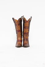 Load image into Gallery viewer, Vintage x Made in Brazil x BCBG Red, Camel Snakeskin Cowboy Boot (6)