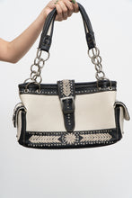Load image into Gallery viewer, Vintage x MONTANA WEST Black, White Pebble Leather Rhinestone Purse