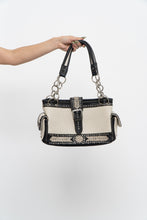 Load image into Gallery viewer, Vintage x MONTANA WEST Black, White Pebble Leather Rhinestone Purse