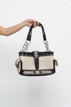 Load image into Gallery viewer, Vintage x MONTANA WEST Black, White Pebble Leather Rhinestone Purse