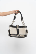 Load image into Gallery viewer, Vintage x MONTANA WEST Black, White Pebble Leather Rhinestone Purse
