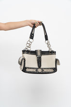 Load image into Gallery viewer, Vintage x MONTANA WEST Black, White Pebble Leather Rhinestone Purse