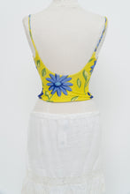 Load image into Gallery viewer, Vintage x Yellow, Blue Floral Stretchy Swim Tank (M, L)