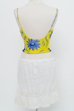 Load image into Gallery viewer, Vintage x Yellow, Blue Floral Stretchy Swim Tank (M, L)