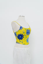 Load image into Gallery viewer, Vintage x Yellow, Blue Floral Stretchy Swim Tank (M, L)