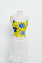 Load image into Gallery viewer, Vintage x Yellow, Blue Floral Stretchy Swim Tank (M, L)