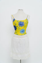 Load image into Gallery viewer, Vintage x Yellow, Blue Floral Stretchy Swim Tank (M, L)