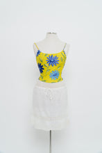 Load image into Gallery viewer, Vintage x Yellow, Blue Floral Stretchy Swim Tank (M, L)
