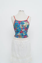 Load image into Gallery viewer, Vintage x Red, Blue Floral Cropped Swim Tank (XS, S)