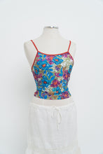 Load image into Gallery viewer, Vintage x Red, Blue Floral Cropped Swim Tank (XS, S)