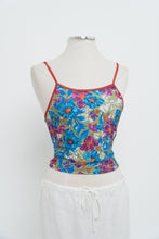 Load image into Gallery viewer, Vintage x Red, Blue Floral Cropped Swim Tank (XS, S)
