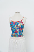 Load image into Gallery viewer, Vintage x Red, Blue Floral Cropped Swim Tank (XS, S)