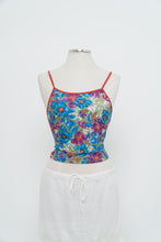 Load image into Gallery viewer, Vintage x Red, Blue Floral Cropped Swim Tank (XS, S)