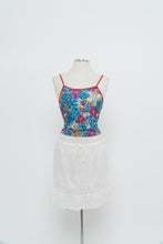 Load image into Gallery viewer, Vintage x Red, Blue Floral Cropped Swim Tank (XS, S)