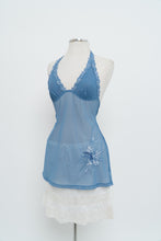Load image into Gallery viewer, Vintage x LA SENZA Blue Mesh Embroidered Halter (S, M)