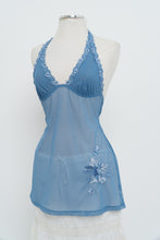 Load image into Gallery viewer, Vintage x LA SENZA Blue Mesh Embroidered Halter (S, M)