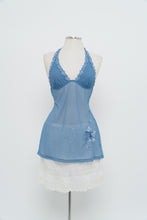 Load image into Gallery viewer, Vintage x LA SENZA Blue Mesh Embroidered Halter (S, M)