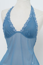Load image into Gallery viewer, Vintage x LA SENZA Blue Mesh Embroidered Halter (S, M)