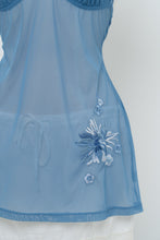 Load image into Gallery viewer, Vintage x LA SENZA Blue Mesh Embroidered Halter (S, M)