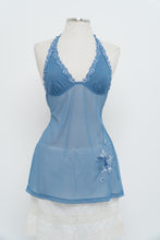 Load image into Gallery viewer, Vintage x LA SENZA Blue Mesh Embroidered Halter (S, M)