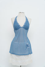 Load image into Gallery viewer, Vintage x LA SENZA Blue Mesh Embroidered Halter (S, M)
