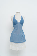 Load image into Gallery viewer, Vintage x LA SENZA Blue Mesh Embroidered Halter (S, M)