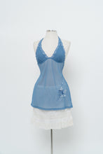 Load image into Gallery viewer, Vintage x LA SENZA Blue Mesh Embroidered Halter (S, M)
