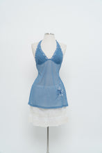 Load image into Gallery viewer, Vintage x LA SENZA Blue Mesh Embroidered Halter (S, M)