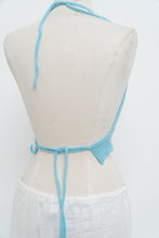 Load image into Gallery viewer, Vintage x Teal Crochet Halter Bra Top (S, M)