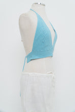 Load image into Gallery viewer, Vintage x Teal Crochet Halter Bra Top (S, M)