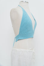 Load image into Gallery viewer, Vintage x Teal Crochet Halter Bra Top (S, M)
