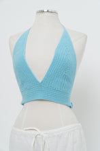 Load image into Gallery viewer, Vintage x Teal Crochet Halter Bra Top (S, M)
