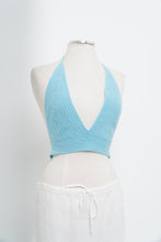 Load image into Gallery viewer, Vintage x Teal Crochet Halter Bra Top (S, M)