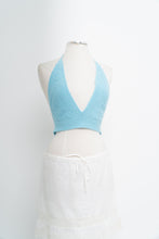 Load image into Gallery viewer, Vintage x Teal Crochet Halter Bra Top (S, M)