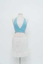 Load image into Gallery viewer, Vintage x Teal Crochet Halter Bra Top (S, M)