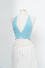 Load image into Gallery viewer, Vintage x Teal Crochet Halter Bra Top (S, M)