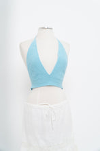 Load image into Gallery viewer, Vintage x Teal Crochet Halter Bra Top (S, M)