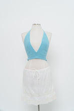 Load image into Gallery viewer, Vintage x Teal Crochet Halter Bra Top (S, M)