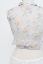 Load image into Gallery viewer, Vintage x Light Purple Mesh Floral Cropped Vest (L)