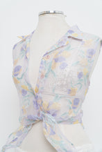 Load image into Gallery viewer, Vintage x Light Purple Mesh Floral Cropped Vest (L)