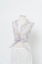 Load image into Gallery viewer, Vintage x Light Purple Mesh Floral Cropped Vest (L)