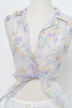 Load image into Gallery viewer, Vintage x Light Purple Mesh Floral Cropped Vest (L)