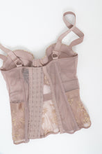 Load image into Gallery viewer, VICTORIA SECRET x Blush, Gold Metallic Lace Corset (XS, B Cup)