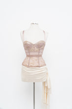 Load image into Gallery viewer, VICTORIA SECRET x Blush, Gold Metallic Lace Corset (XS, B Cup)
