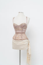Load image into Gallery viewer, VICTORIA SECRET x Blush, Gold Metallic Lace Corset (XS, B Cup)