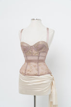 Load image into Gallery viewer, VICTORIA SECRET x Blush, Gold Metallic Lace Corset (XS, B Cup)