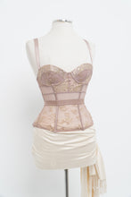 Load image into Gallery viewer, VICTORIA SECRET x Blush, Gold Metallic Lace Corset (XS, B Cup)