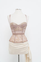 Load image into Gallery viewer, VICTORIA SECRET x Blush, Gold Metallic Lace Corset (XS, B Cup)